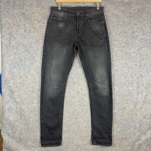 G Star Raw Jeans Mens 31x34 Black A Staq Tapered Slim Button Fly Denim Cotton